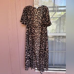 Umgee Cheetah Print Kimono/Duster-Brown & Black